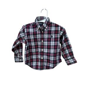 Ralph Lauren Baby Boy 18 mth Button Down Long Sleeve Plaid Shirt Classic Preppy